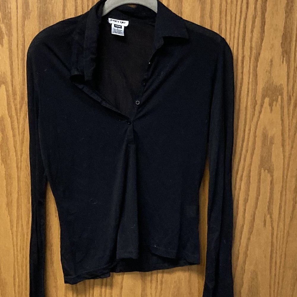 Sheer long sleeve black top sz small